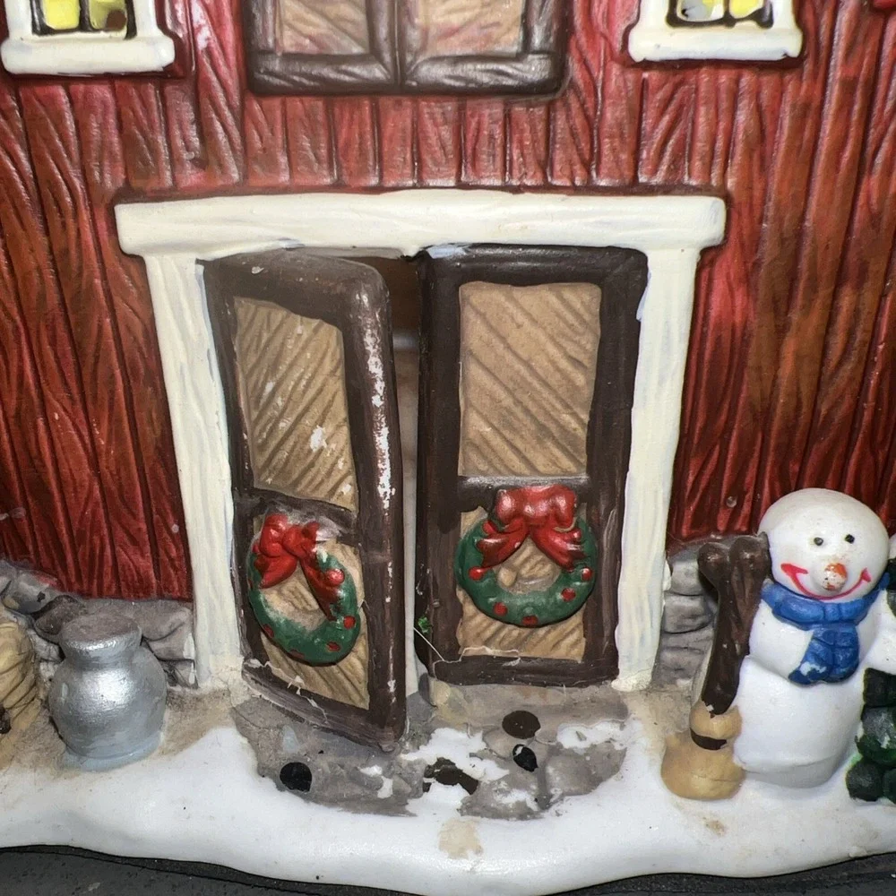 Holiday Time Christmas Village Country Barn Includes Cord Clear Bulb